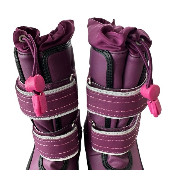 Lands End Girls 13 M Purple Velcro Close Winter Snow Boots Waterproof Sherpa - Picture 4 of 5